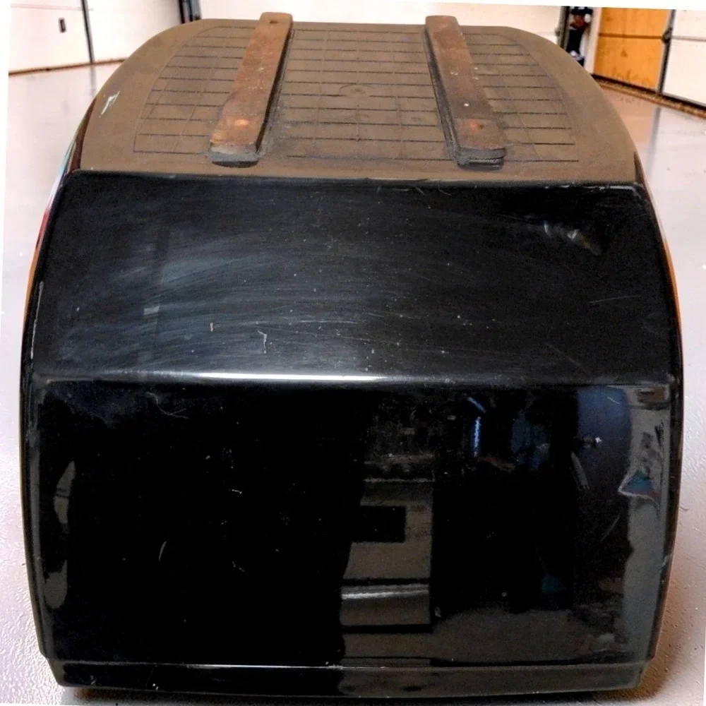 VTG 1970s Pacifico Motorcycle Travel Trunk Top Case Tail Box Black Gold Key HTF